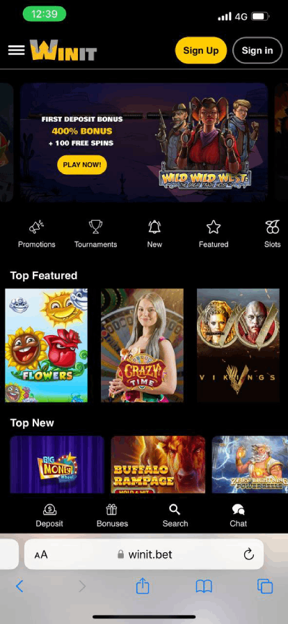 Winit Casino Mobile